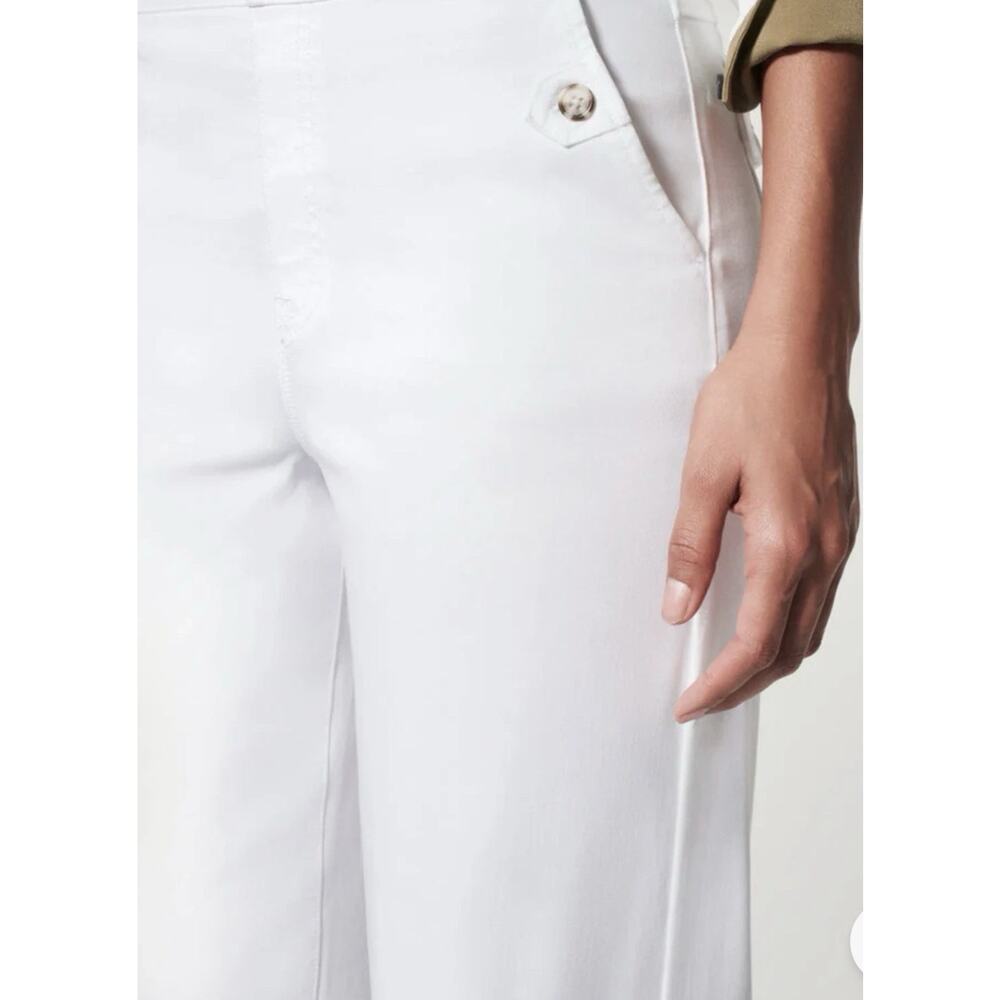 Spanx Pants Bright White Stretch Twill Cropped Wide Leg Pullon Trousers Large - Picture 4 of 16